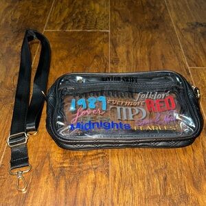Clear Black Crossbody Bag with Colorful Text